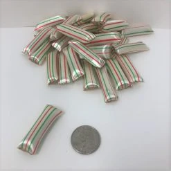 Beulah's Candyland Old Fashion Chocolate Mint Straws 1 Pound Red Green White Striped Christmas Candy