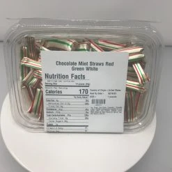 Beulah's Candyland Christmas Candy Old Fashion Chocolate Mint Straws 2 Pounds Red Green White Striped