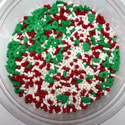 QA Products, Inc. - Beloit, Wisconsin Christmas Festive Flurry Mix Tree Shapes Sprinkles Topping 1 Pound Sprinkles & Toppings