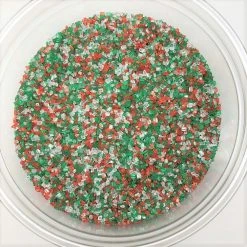 QA Products, Inc. - Beloit, Wisconsin Christmas Gourmet Sugar Jingle Mix Red Green White Topping Sprinkles 8 Ounces