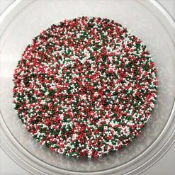 QA Products, Inc. - Beloit, Wisconsin Christmas Jingle Mix Nonpareils Red Green White Topping Sprinkles 1 Pound Sprinkles & Toppings