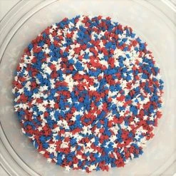 QA Products, Inc. - Beloit, Wisconsin Patriotic Star Shapes MINI Red White Blue Stars Bakery Topping Sprinkles 8 Oz.