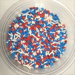 QA Products, Inc. - Beloit, Wisconsin Sprinkles & Toppings Patriotic Stars & Stripes Mix Star Shapes Sprinkles Bakery Topping 1 Pound