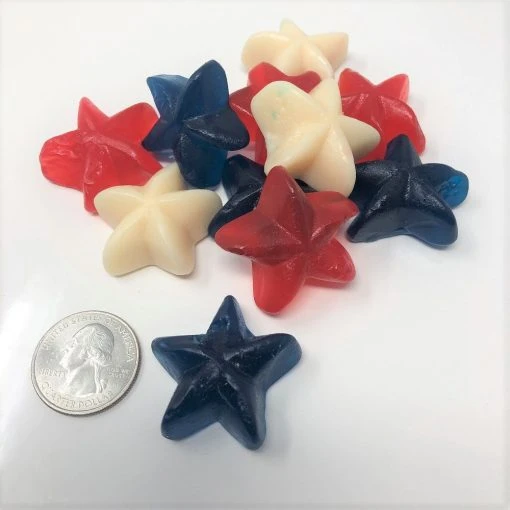 Beulah's Candyland Patriotic Gummi Stars 2 Pounds Red White Blue Candy