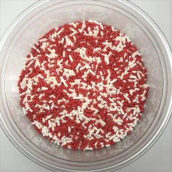 QA Products, Inc. - Beloit, Wisconsin Valentine Sprinkles Red White Jimmies Bakery Topping 1 Pound Sprinkles & Toppings