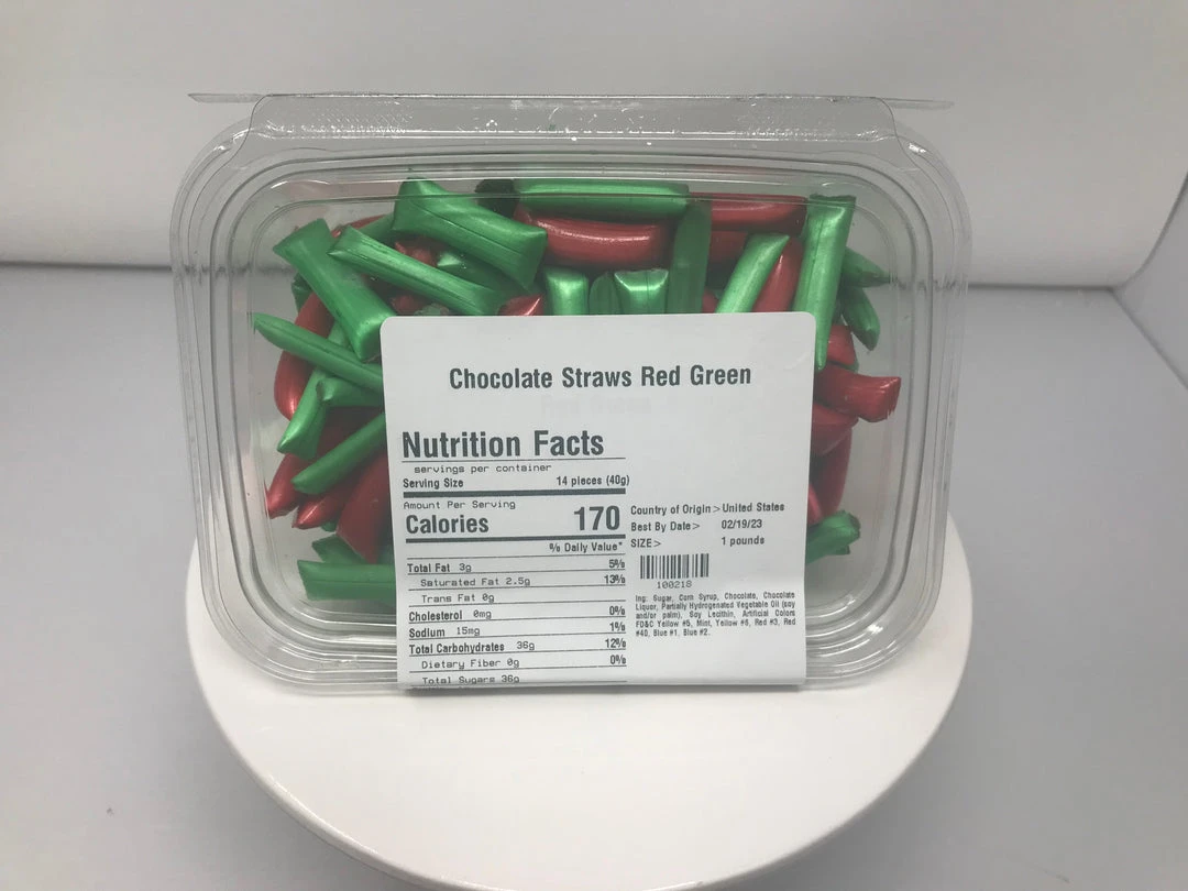 Beulah's Candyland Christmas Candy Old Fashion Chocolate Straws Red And Green 1 Pound Chocolate Filled Straws 4 Beulah's Candyland Christmas Candy Old Fashion Chocolate Straws Red And Green 1 Pound Chocolate Filled Straws